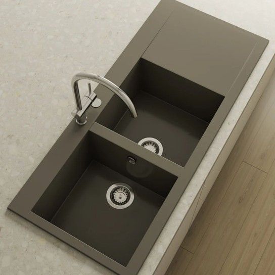 Double sink Shira Roc Stone with drainer