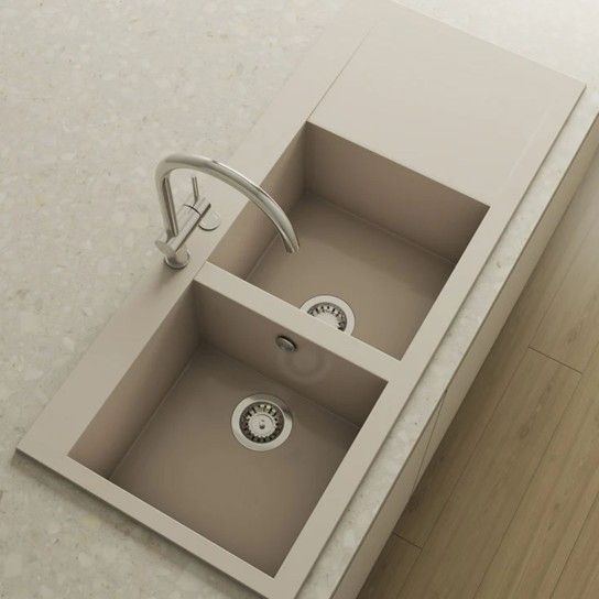 Double sink Shira Roc Stone with drainer