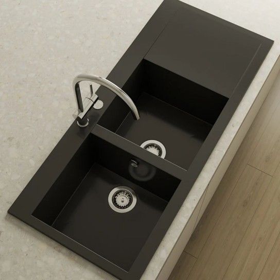 Double sink Shira Roc Stone with drainer