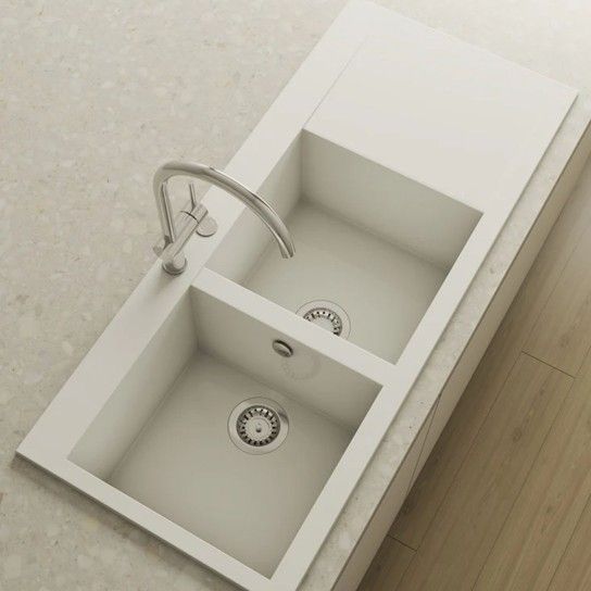 Double sink Shira Roc Stone with drainer